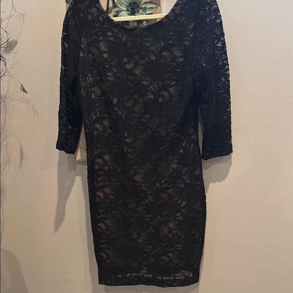 Ronni Nicole Blue Sheath Dress 3/4 Sleeve Scoop Neck size 12P pullover pre owned
